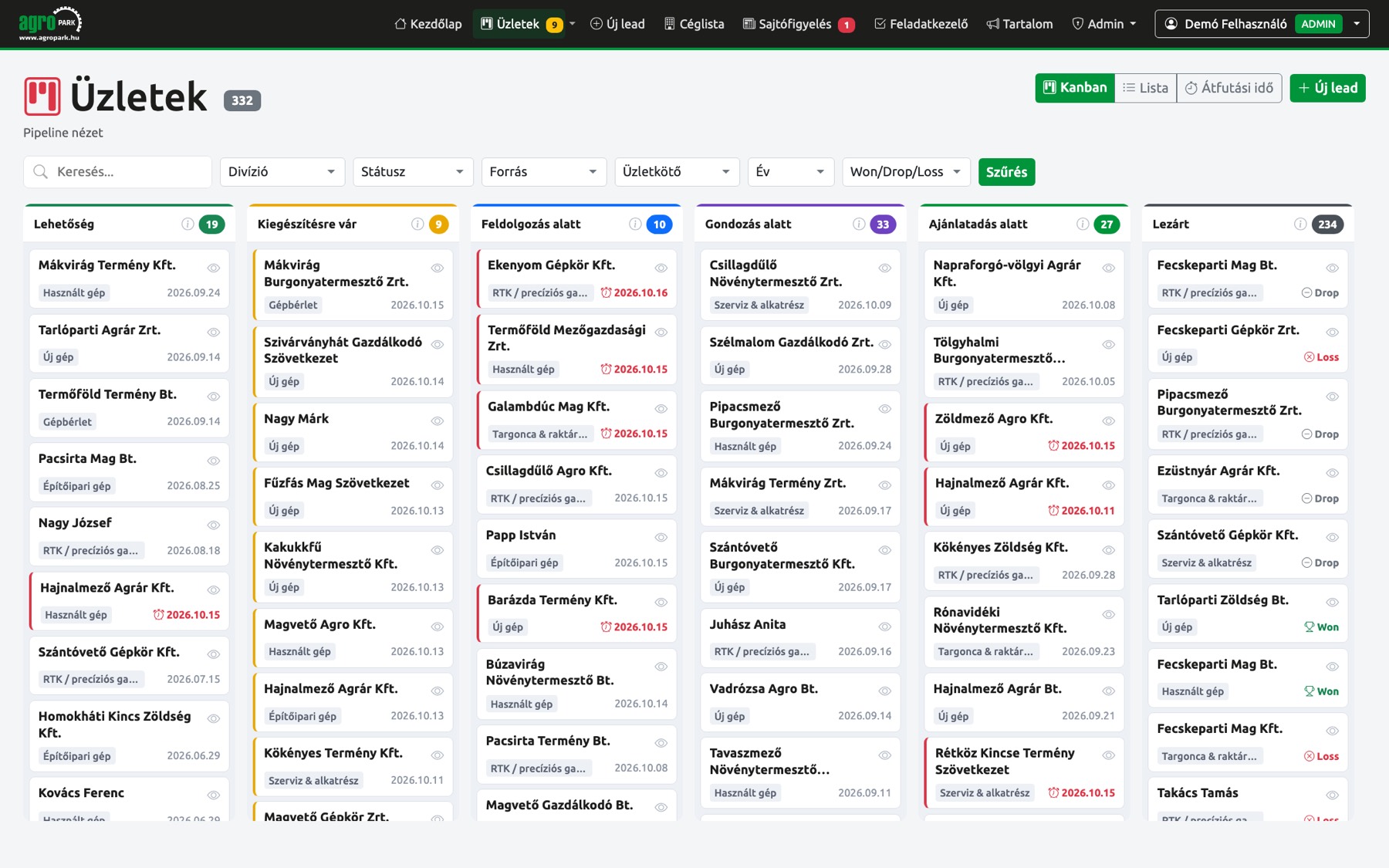 Kanban nézet